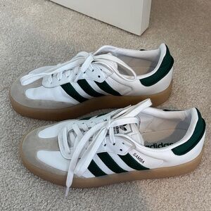 Adidas Samba White and Dark Green Sneakers